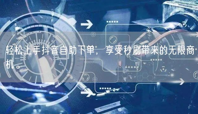 轻松上手抖音自助下单，享受秒刷带来的无限商机。