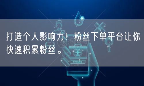 打造个人影响力！粉丝下单平台让你快速积累