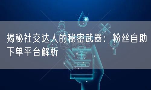 揭秘社交达人的秘密武器：粉丝自助下单平台