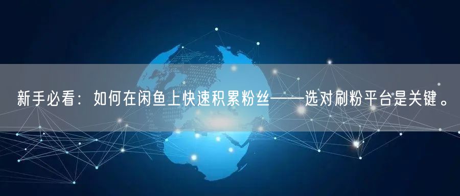 新手必看：如何在闲鱼上快速积累粉丝——选