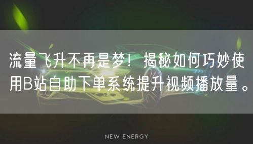 流量飞升不再是梦！揭秘如何巧妙使用B站自助下单系统提升视频播