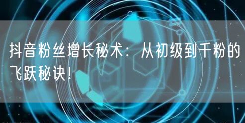 抖音粉丝增长秘术：从初级到千粉的飞跃秘诀！