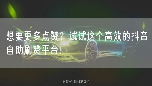 想要更多点赞？试试这个高效的抖音自助刷赞平台!