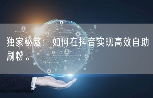 独家秘笈：如何在抖音实现高效自助刷粉。