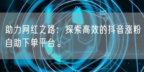 助力网红之路：探索高效的抖音涨粉自助下单平台。