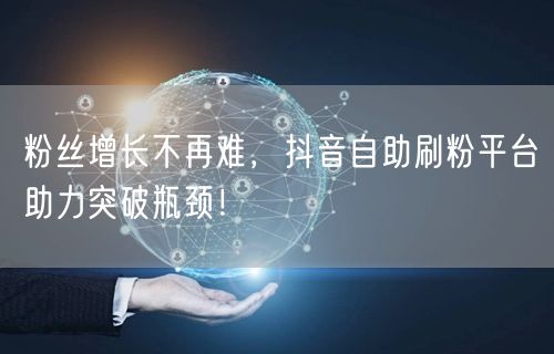 粉丝增长不再难，抖音自助刷粉平台助力突破瓶颈！