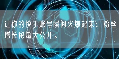 让你的快手账号瞬间火爆起来：粉丝增长秘籍