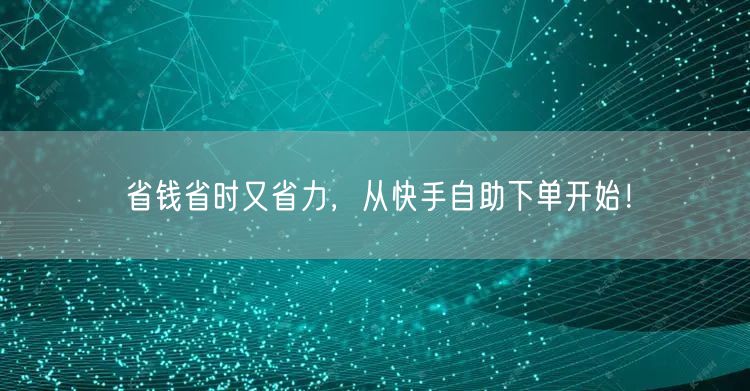 省钱省时又省力，从快手自助下单开始！