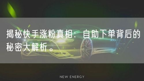 揭秘快手涨粉真相：自助下单背后的秘密大解