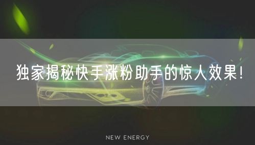 独家揭秘快手涨粉助手的惊人效果！