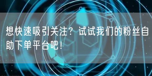 想快速吸引关注？试试我们的粉丝自助下单平台吧！
