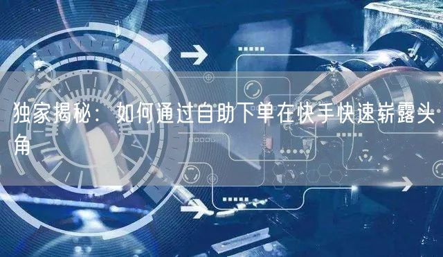 独家揭秘：如何通过自助下单在快手快速崭露头角