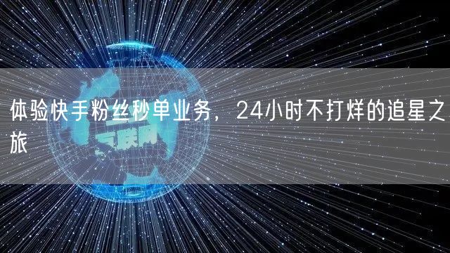 体验快手粉丝秒单业务，24小时不打烊的追