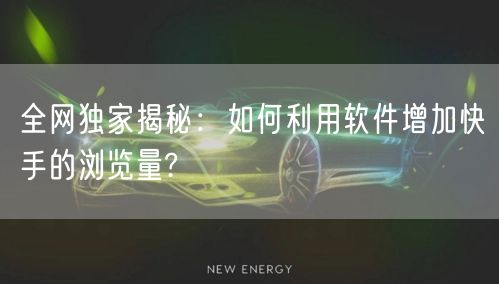 全网独家揭秘：如何利用软件增加快手的浏览量?