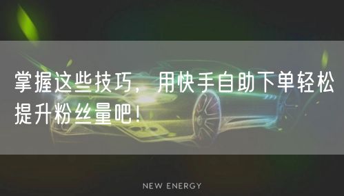 掌握这些技巧，用快手自助下单轻松提升粉丝
