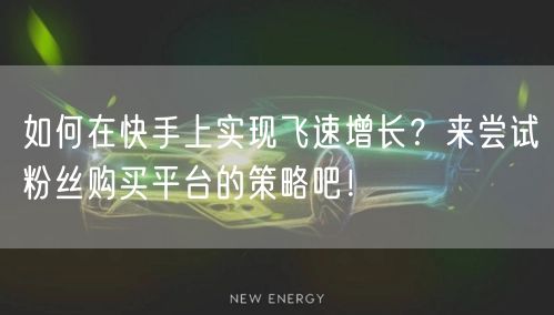 如何在快手上实现飞速增长？来尝试粉丝购买