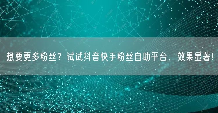 想要更多粉丝？试试抖音快手粉丝自助平台，