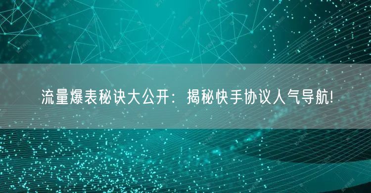 流量爆表秘诀大公开：揭秘快手协议人气导航!