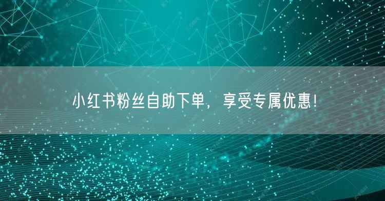 小红书粉丝自助下单，享受专属优惠！