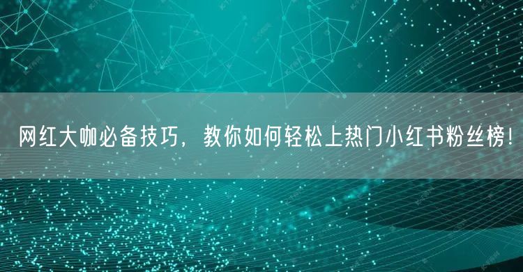 网红大咖必备技巧，教你如何轻松上热门小红书粉丝榜！