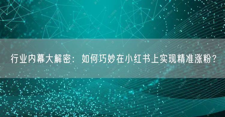 行业内幕大解密：如何巧妙在小红书上实现精准涨粉？