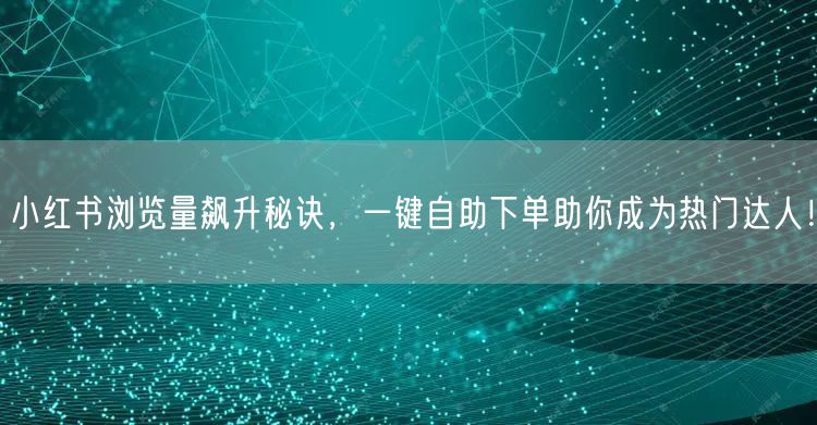 小红书浏览量飙升秘诀，一键自助下单助你成为热门达人！