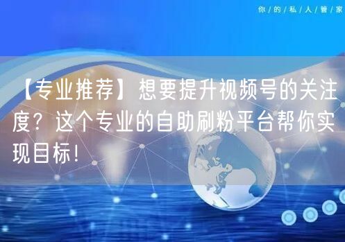 【专业推荐】想要提升视频号的关注度？这个专业的自助刷粉平台帮