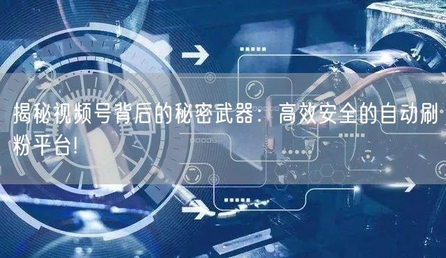 揭秘视频号背后的秘密武器：高效安全的自动刷粉平台!