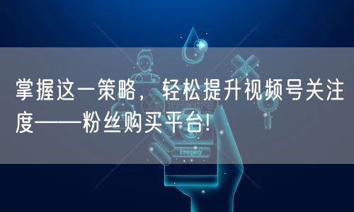 掌握这一策略，轻松提升视频号关注度——粉