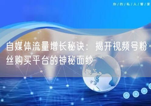 自媒体流量增长秘诀：揭开视频号粉丝购买平