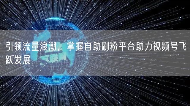 引领流量浪潮，掌握自助刷粉平台助力视频号