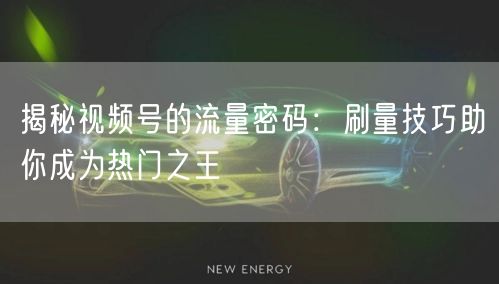 揭秘视频号的流量密码：刷量技巧助你成为热门之王