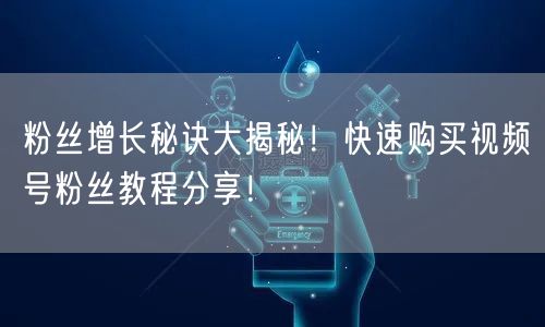 粉丝增长秘诀大揭秘！快速购买视频号粉丝教程分享！