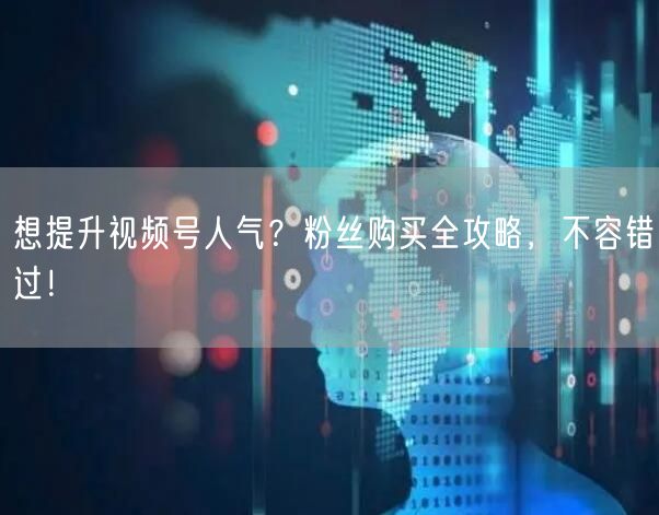 想提升视频号人气？粉丝购买全攻略，不容错过！