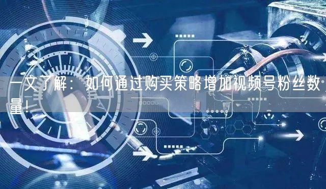 一文了解：如何通过购买策略增加视频号粉丝数量！