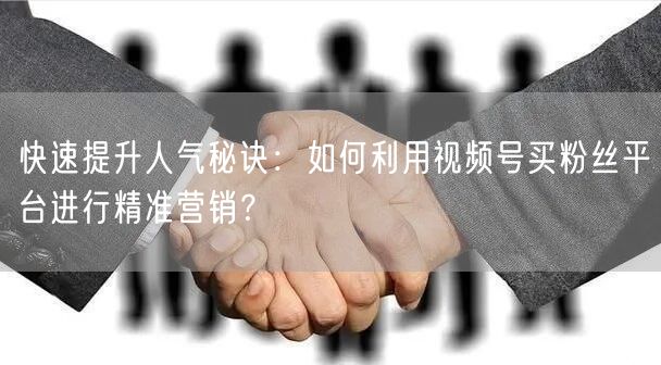 快速提升人气秘诀：如何利用视频号买粉丝平台进行精准营销？