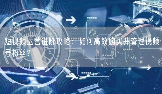 短视频运营进阶攻略：如何高效购买并管理视频号粉丝？