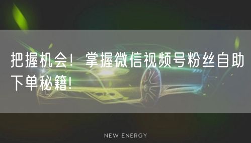 把握机会!掌握微信视频号粉丝自助下单秘籍!