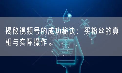 揭秘视频号的成功秘诀:买粉丝的真相与实际操作。