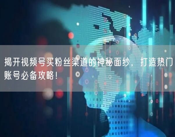揭开视频号买粉丝渠道的神秘面纱，打造热门
